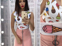 Костюмчик с замшевой юбочкой Размер: С и М Ткань: замш на дайвинге + д