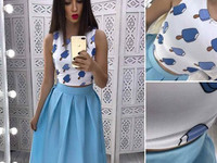 Костюмчик с ярким топом Размер: С и М Ткань: костюмка габардин + дайви