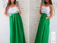 Костюмчик с юбочкой макси Размер: С и М Ткань: костюмка габардин + шёл