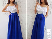 Костюмчик с юбочкой макси Размер: С и М Ткань: костюмка габардин + шёл