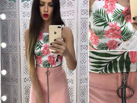 Костюмчик с замшевой юбочкой Размер: С и М Ткань: замш на дайвинге + д