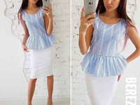 Костюмчик с юбочкой карандаш Размер: С и М Ткань: хлопок + трикотаж ку