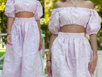 Нереально красивый костюм из летнего жаккарда с красивыми набитыми цве