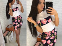 Костюм(футболка+юбка) 560 грн. Ткань-Креп костюмка люкс Размеры: с и м