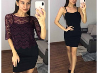 Двойка сарафан +топ креп дайвинг,кружево реснички размеры 42 44 46 480