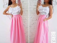 Костюмчик с юбочкой макси Размер: С и М Ткань: костюмка габардин + шёл