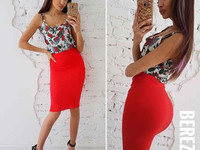 Костюмчик: топ + юбочка карандаш Размер: С и М Ткань: шёлк+ трикотаж к