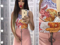 Костюмчик с замшевой юбочкой Размер: С и М Ткань: замш на дайвинге + д