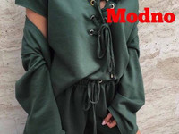 новинка на лето костюм тройка с мантией свободными шортами и объемной