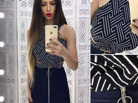 Костюмчик с джинсовой юбочкой Размер: С и М Ткань: джинса + трикотаж к