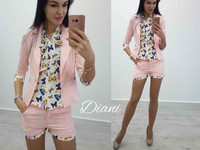 костюм тройка (блуза-пиджак-шорти) . размеры 42,44,46 цвет розовый, эл