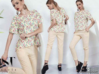 Костюм  3473/93\св Ткань:  в брюках - лен,  кофточка - шек-софт,