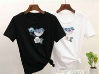 Костюм (Фабричный Китай) качество люкс джинсы +футболка рисунок нашивк