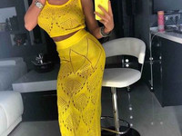 КОСТЮМ ПРЯЖА АЖУРНЫЙ ТОП/УДЛИНЕННАЯ ЮБКА В ПОЛ КАЧЕСТВО СУПЕР ХЛОПОК/А