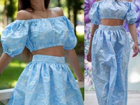 Нереально красивый костюм из летнего жаккарда с красивыми набитыми цве