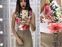 Костюмчик с замшевой юбочкой Размер: С и М Ткань: замш на дайвинге + д