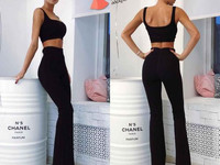 Костюм (брюки-клеш+топ) материал - креп-дайвинг размер единый с-м 490.