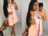 Костюм тройка( жилетка +юбка+футболка ) 780 грн. Цвета-нежно-розовый,