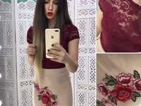 Костюмчик с кружевным топом Размер: С и М Ткань: замш на дайвинге Цена