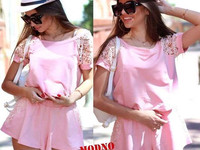 Летний костюм с шортами,из отделки макраме,ткань трикотаж Размеры с м