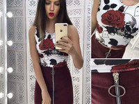 Костюмчик с замшевой юбочкой Размер: С и М Ткань: замш на дайвинге + д