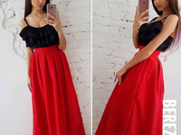 Костюмчик с юбочкой макси Размер: С и М Ткань: костюмка габардин + шёл