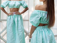 Нереально красивый костюм из летнего жаккарда с красивыми набитыми цве