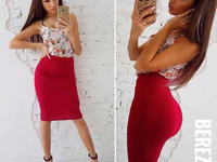 Костюмчик: топ + юбочка карандаш Размер: С и М Ткань: шёлк+ трикотаж к