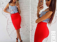 Костюмчик: топ + юбочка карандаш Размер: С и М Ткань: шёлк+ трикотаж к