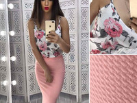 Костюмчик: топ + юбочка карандаш Размер: С и М Ткань: софт+ трикотаж к