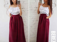 Костюмчик с юбочкой макси Размер: С и М Ткань: костюмка габардин + шёл