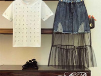 Костюм(Фабричный Китай) футболка+юбка+пояс качество люкс футболка котт