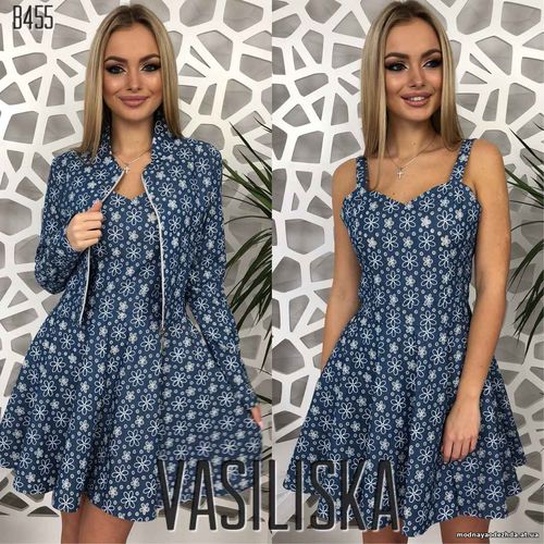 В455 Костюм , платье + пиджак Джинс С-м 750 грн.