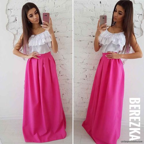 Костюмчик с юбочкой макси Размер: С и М Ткань: костюмка габардин + шёл