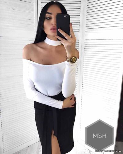 мш ЮБКА КРЕП 320 грнчерная марсал беж- Кофточка белая черна КРЕП 320 Г