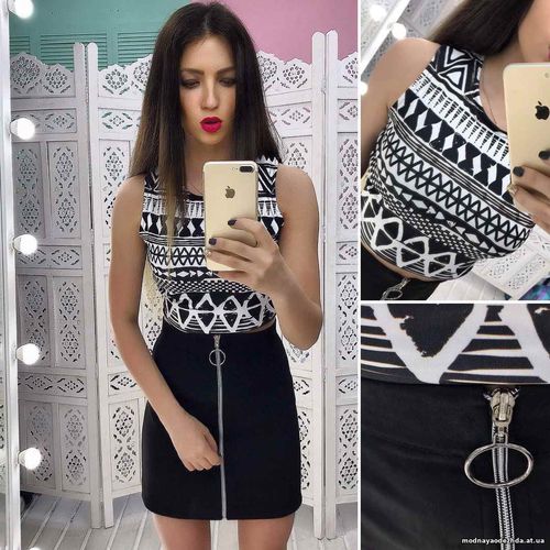 Костюмчик с замшевой юбочкой Размер: С и М Ткань: замш на дайвинге + д