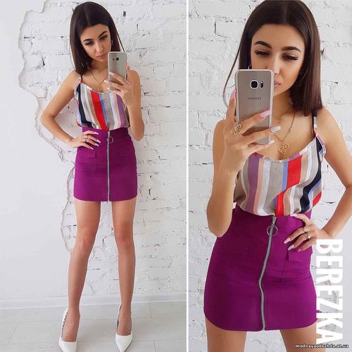 Костюмчик с мини юбочкой Размер: С и М Ткань: костюмка габардин + дайв