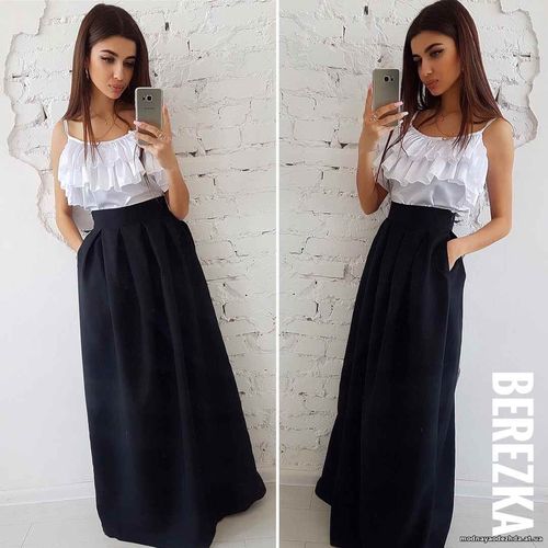 Костюмчик с юбочкой макси Размер: С и М Ткань: костюмка габардин + шёл