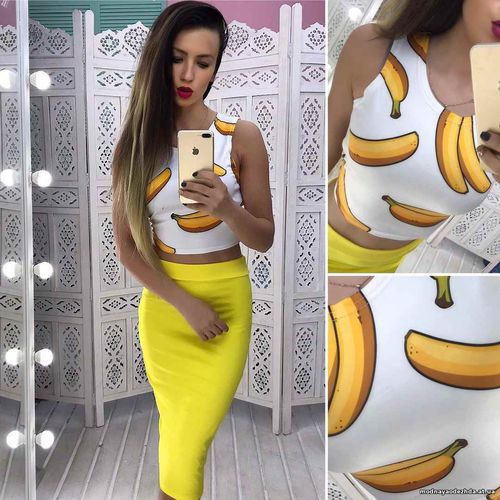 Костюмчик: топ + юбочка карандаш Размер: С и М Ткань: дайвинг Цена кос