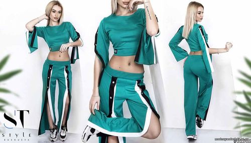 Костюм брюки+топ Модель 1357\ек Ткань: турецкий трикотаж  Декор: н