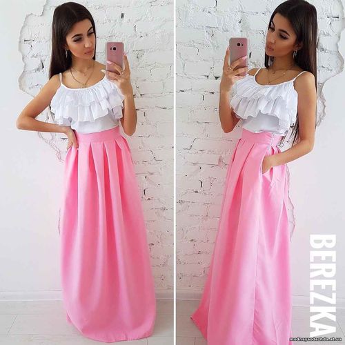 Костюмчик с юбочкой макси Размер: С и М Ткань: костюмка габардин + шёл