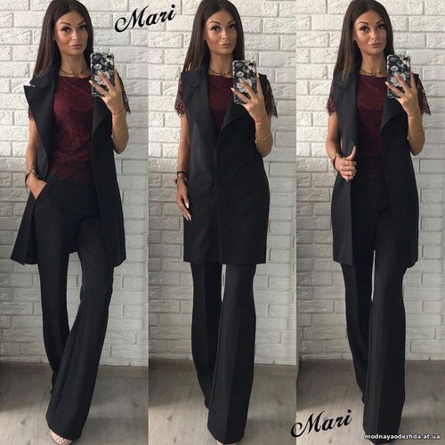 Костюм двойка , удлинённый жилет и брюки Цена 695 грн. Ткань креп кост