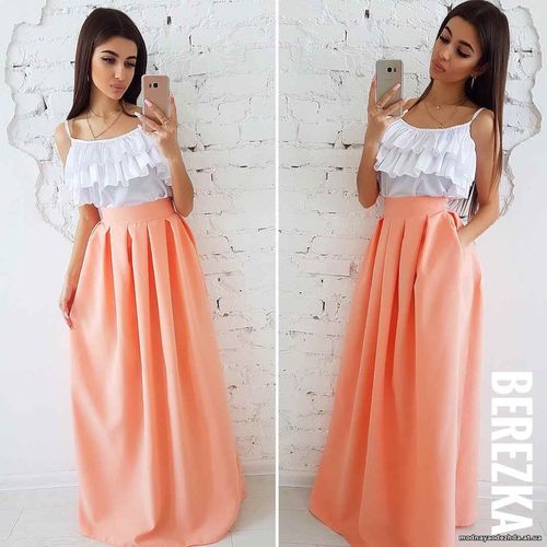 Костюмчик с юбочкой макси Размер: С и М Ткань: костюмка габардин + шёл