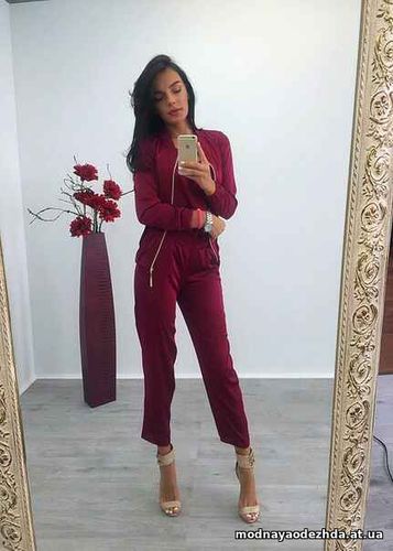 костюм тройка . размер см ткань шелк фото в реале цвет марсала  Цена: