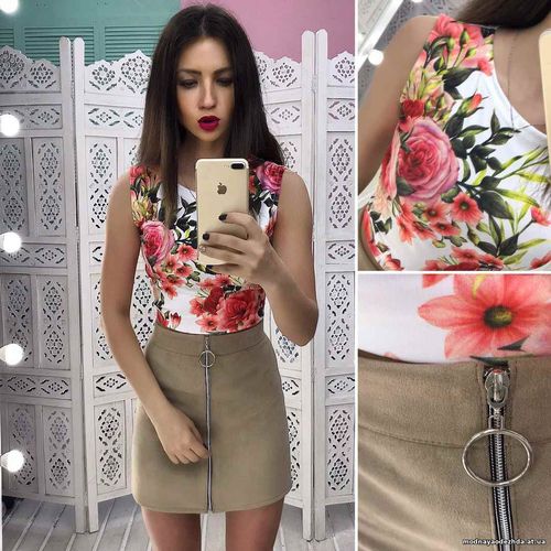 Костюмчик с замшевой юбочкой Размер: С и М Ткань: замш на дайвинге + д