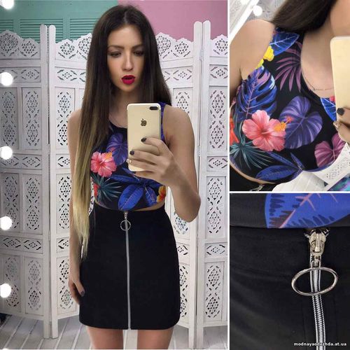 Костюмчик с замшевой юбочкой Размер: С и М Ткань: замш на дайвинге + д