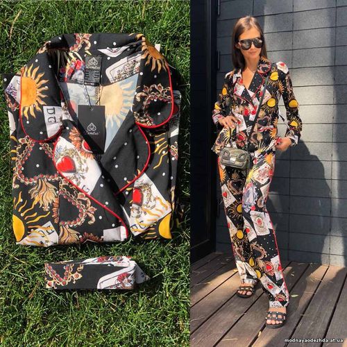 new collection Костюм принт D&G, в комплекте пояс Размер: оверсайз (42