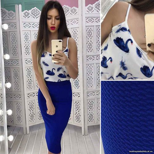 Костюмчик: топ + юбочка карандаш Размер: С и М Ткань: софт+ трикотаж к