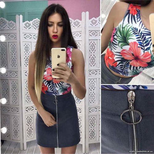 Костюмчик с замшевой юбочкой Размер: С и М Ткань: замш на дайвинге + д