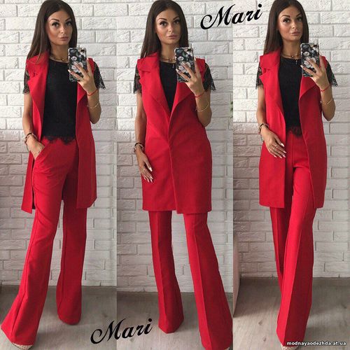 Костюм двойка , удлинённый жилет и брюки Цена 695 грн. Ткань креп кост